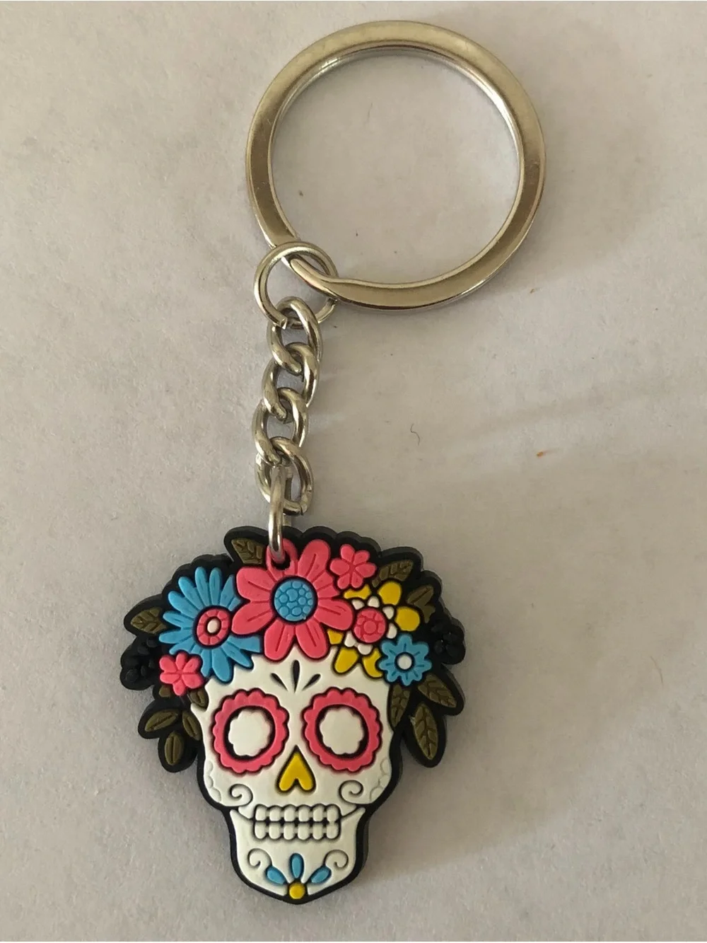 Día de Muertos Mexican colorful skull Calavera keychain SKU542